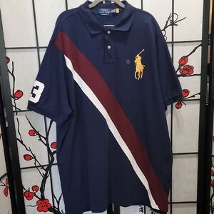 Polo Ralph Lauren Big Pony Mesh Polo Shirt (Navy/Burgundy)